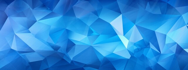 Abstract 3d texture, blue white crystal background illustration, faceted texture with gradient, macro panorama, wide panoramic polygonal wallpaper (Generative Ai)