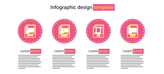Set line JS file document, TXT, DOC and PPT icon. Vector