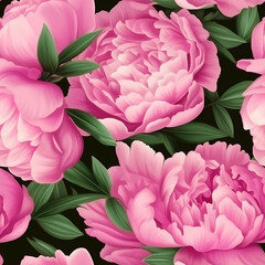 Obraz premium Beautiful flowers pink peonies with green leaves, Generative AI, generative artificial intelligence