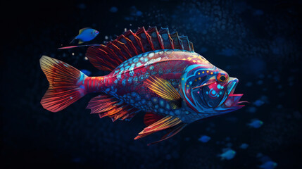 Fototapeta na wymiar fish in aquarium, colorful large fish in an ocean, generative ai