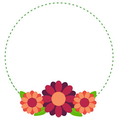 Blooming Flowers Frame, Flower Circle for Decorative 