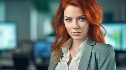 Fototapeta premium doctor looking at camera, portrait of a beautiful marketing manager woman, generative ai