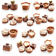 Chocolate candies isolated on white background