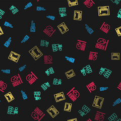 Set line Temperature and humidity sensor, Flower analysis, Incubator for eggs and Plant status on seamless pattern. Vector