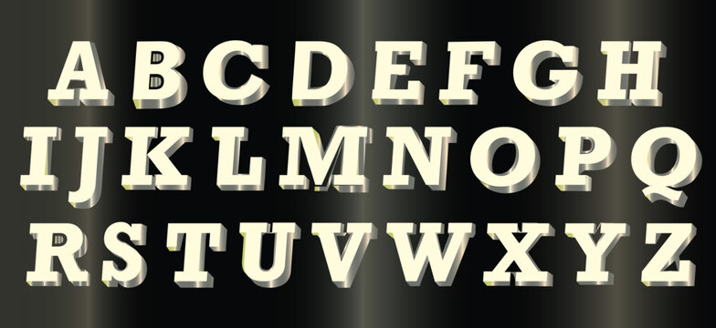 3d retro font, alphabet letters font