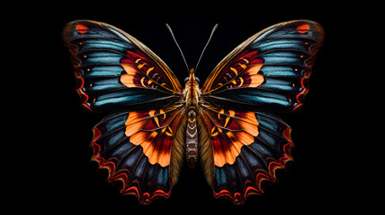 Obraz na płótnie Canvas Spirit animal butterfly on black background. Generative AI