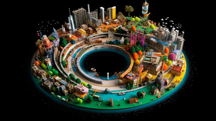 Striking visual representation of a circular economy in motion. Generative AI