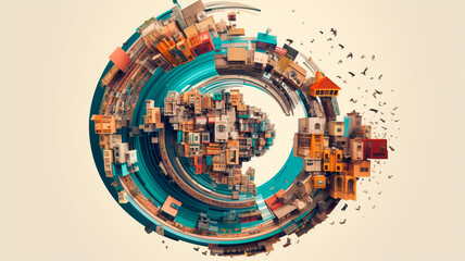 Striking visual representation of a circular economy in motion. Generative AI - obrazy, fototapety, plakaty