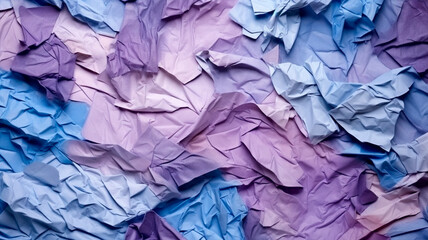 Texture of paper in blue and purple tones with light area and traces of processing. Generative AI