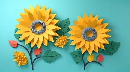 abstract 3d sunflowers AI generated