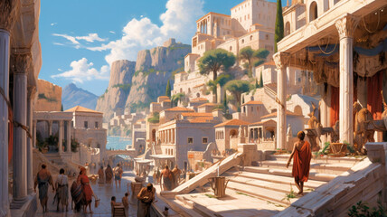 The exploration of an ancient Greek city. Generative AI