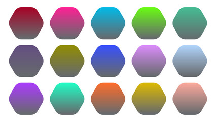Colorful Nevada Color Shade Linear Gradient Palette Swatches Web Kit Rounded Hexagons Template Set
