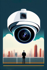 Total surveillance of a businessman over an artificial city