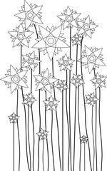 Flowers Line Art. Hand Draw Bouquet of Flowers Outline Illustration. Flowers Outline. Flowers Outline Illustration. Flowers Outline Isolated on White Background. Elements for design.