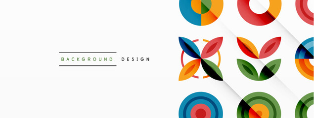 Colorful circles in a grid composition abstract background. Design for wallpaper, banner, background, landing page, wall art, invitation, prints, posters