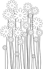 Flowers Line Art. Hand Draw Bouquet of Flowers Outline Illustration. Flowers Outline. Flowers Outline Illustration. Flowers Outline Isolated on White Background. Elements for design.