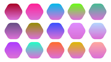 Colorful Orchid Color Shade Linear Gradient Palette Swatches Web Kit Rounded Hexagons Template Set