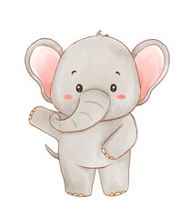 Watercolor of elephant cartoon character	
