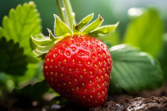 Photograph Of Strawberry Natural Light 50mm Lens, Generative AI