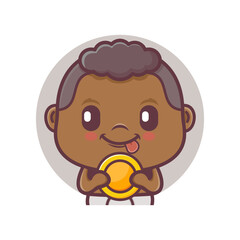 cute baby cartoon character vector illustration with gold coins