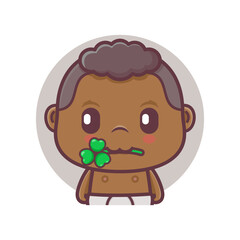 cute baby cartoon character vector illustration with Cloverleaf