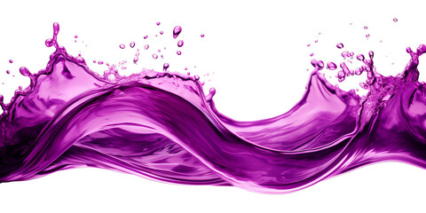 Purple liquid splashing wave border isolated - Generative AI