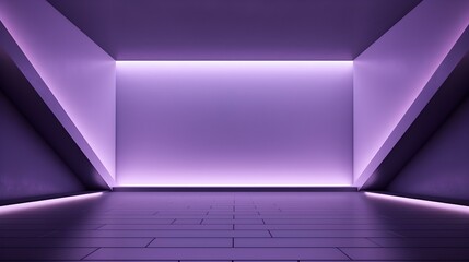 Empty geometrical Room in Lavender Colors with beautiful Lighting. Futuristic Background for Product Presentation.