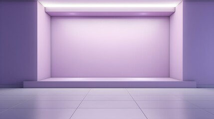 Empty geometrical Room in Lavender Colors with beautiful Lighting. Futuristic Background for Product Presentation.