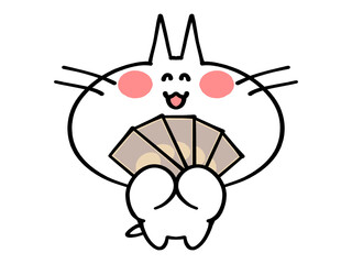 札束を持つにゃんこイラスト素材