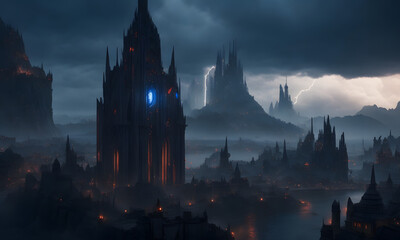 Fototapeta premium A magical city in an unknown world