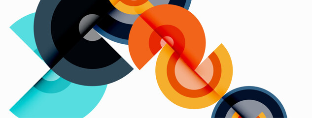 Circles with shadows trendy minimal geometric composition abstract background