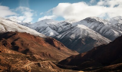 Fototapeta na wymiar A winter wonderland in the mountains of Morocco. Creating using generative AI tools