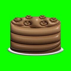 3D Cake Assets Design with Greenscreen Background