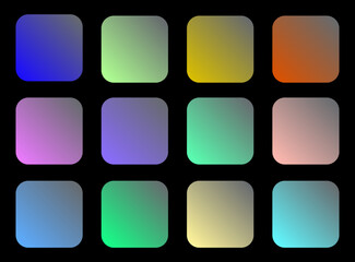 Colorful Nevada Color Shade Linear Gradient Palette Swatches Web Kit Rounded Squares Template Set