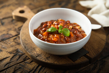 Healthy red bean ragout with vegetables