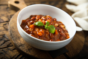 Healthy red bean ragout with vegetables
