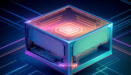 Obraz premium Core of a modern quantum computer, innovative technology, processor, Generative AI.