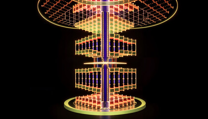 Fototapeta na wymiar Core of a modern quantum computer, innovative technology, processor, Generative AI.