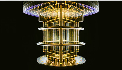 Core of a modern quantum computer, innovative technology, processor, Generative AI.