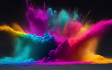 Fototapeta na wymiar Explosion of colored powder, Generative AI Illustration.