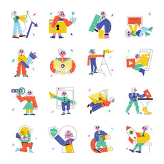 Fototapeta na wymiar Collection of Abstract People Activities Illustrations