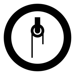 Winch with cord pulley construction climbing block equipment sheave icon in circle round black color vector illustration image solid outline style