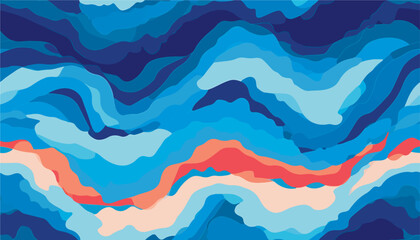 Abstract hand drawn dynamic ocean print. Collage artistic pattern. Fashionable template for design.