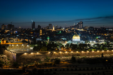 Dome of the rock at night in Jerusalem, Israel