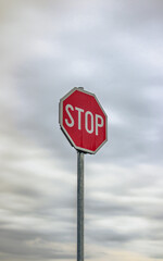 stop sign on blue sky