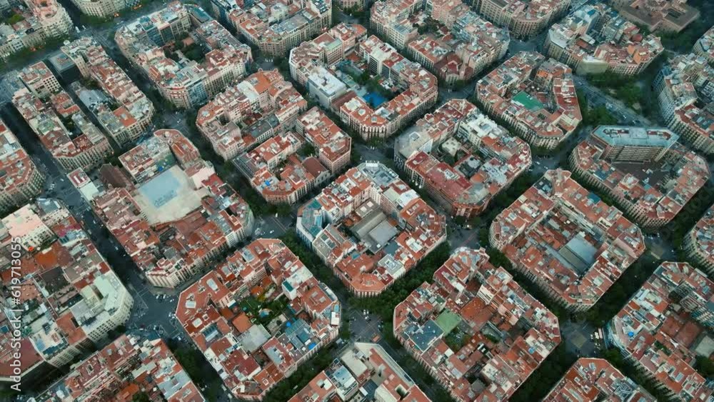 Wall mural flight over the city of barcelona