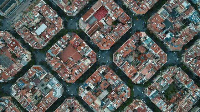 Flight over the city of Barcelona