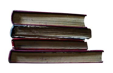 stack of old books isolated