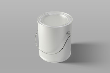 One metal can of gray color on a gray background