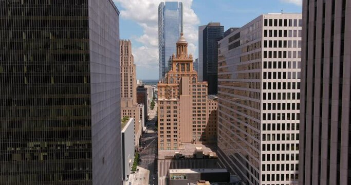 Aerial of buildings in downtown Houston